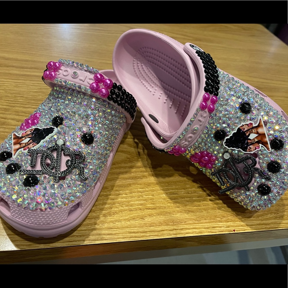 Cardi & Meg inspired custom crocs hand made.